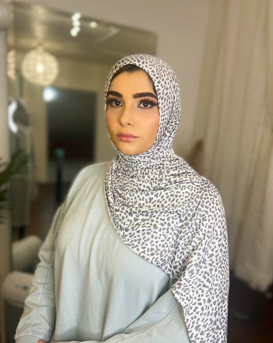Printed Jersey Hijab: Silver Kitty Baby
