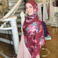 Printed Jersey Hijab: Burgundy Bouquet