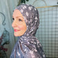 Printed Jersey Hijab: Falling Heather Grey Floral
