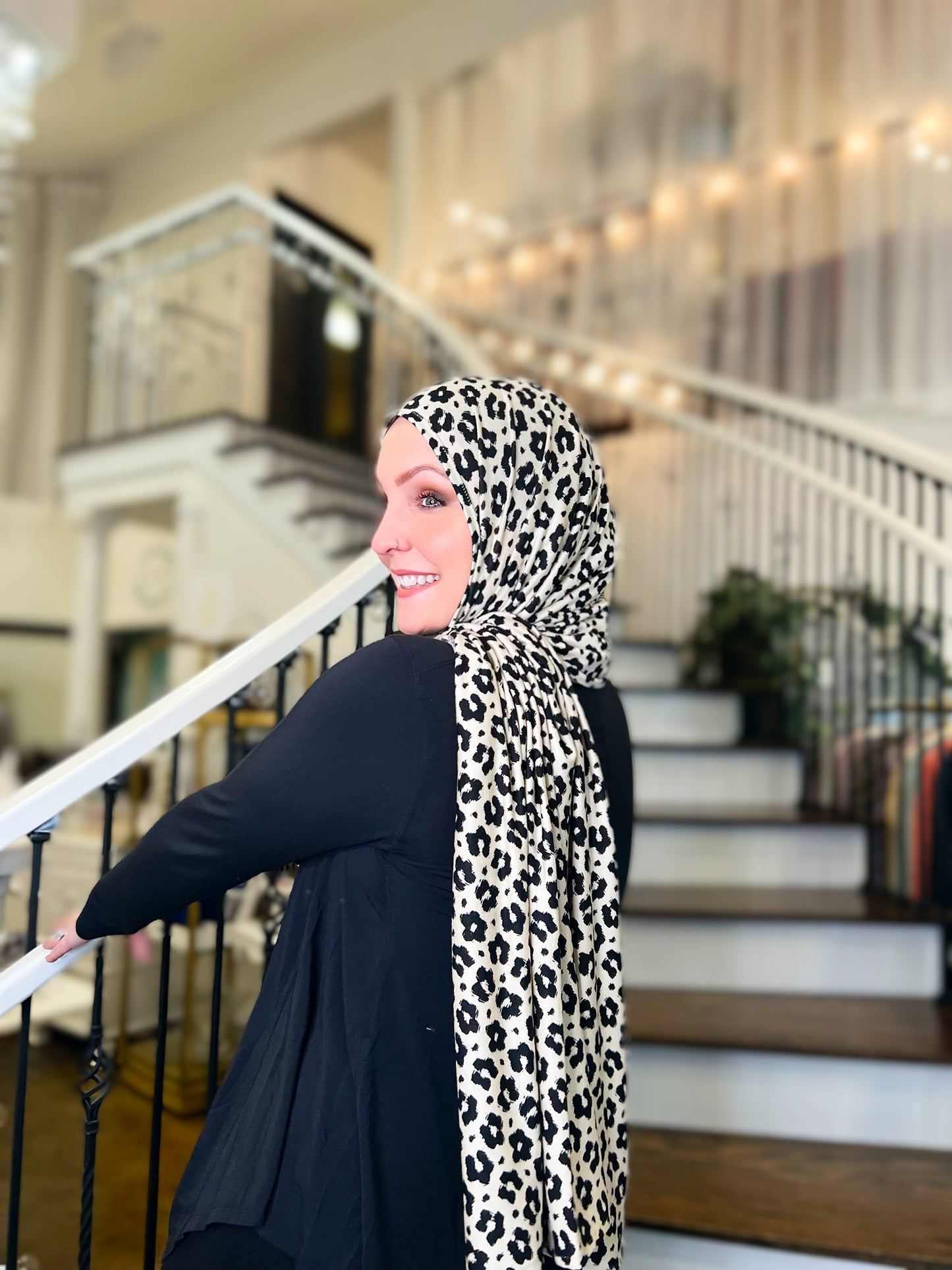 Printed Jersey Hijab: Mae's Beige Bengal