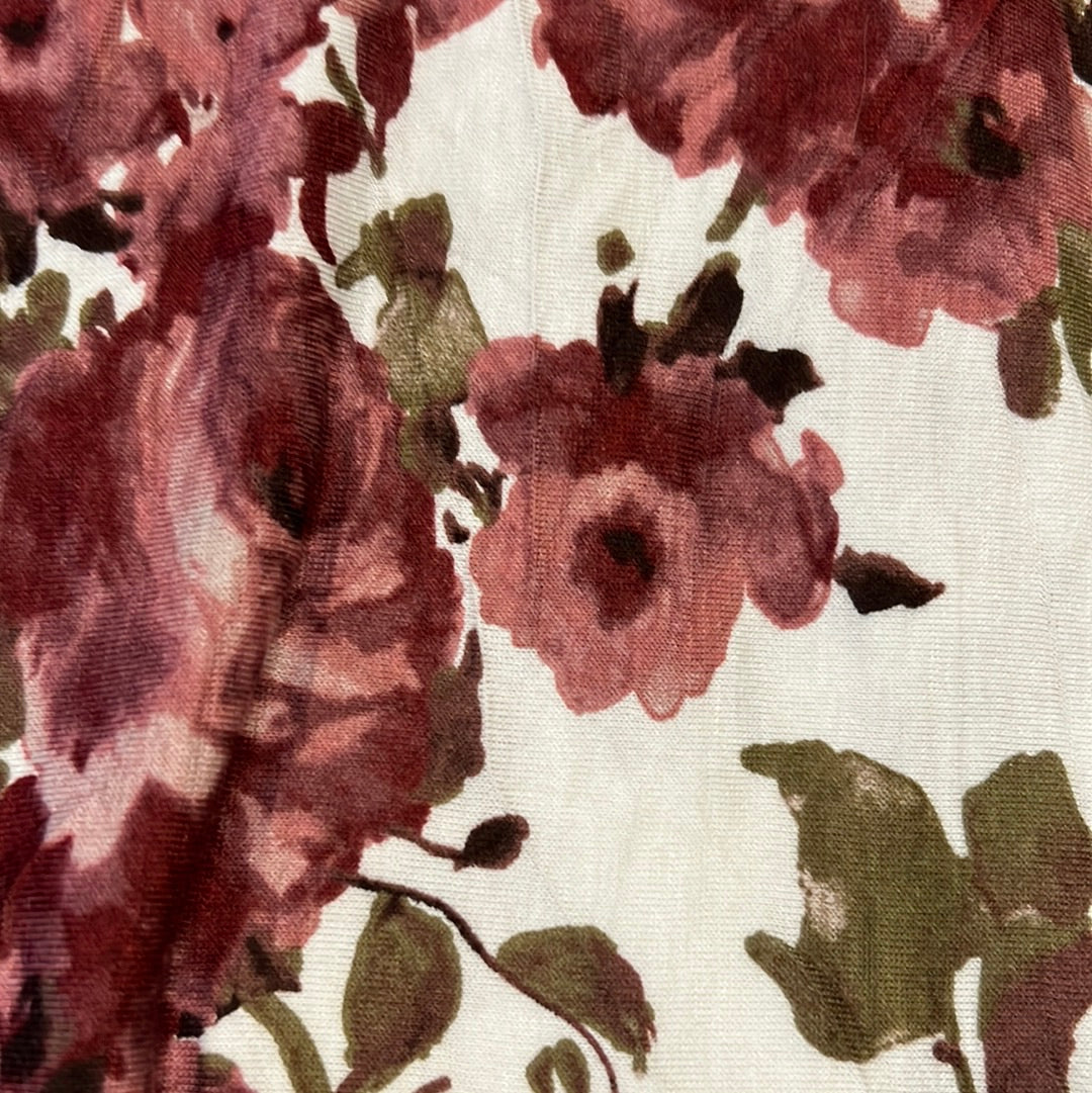 Printed Jersey Hijab: Burgundy Plum Watercolor Roses