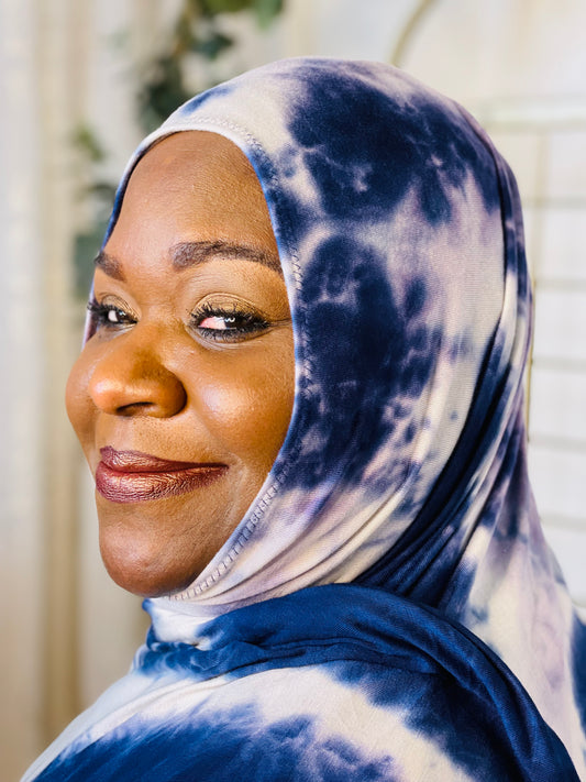 Tie Dye Jersey Hijab: Stormy Skies