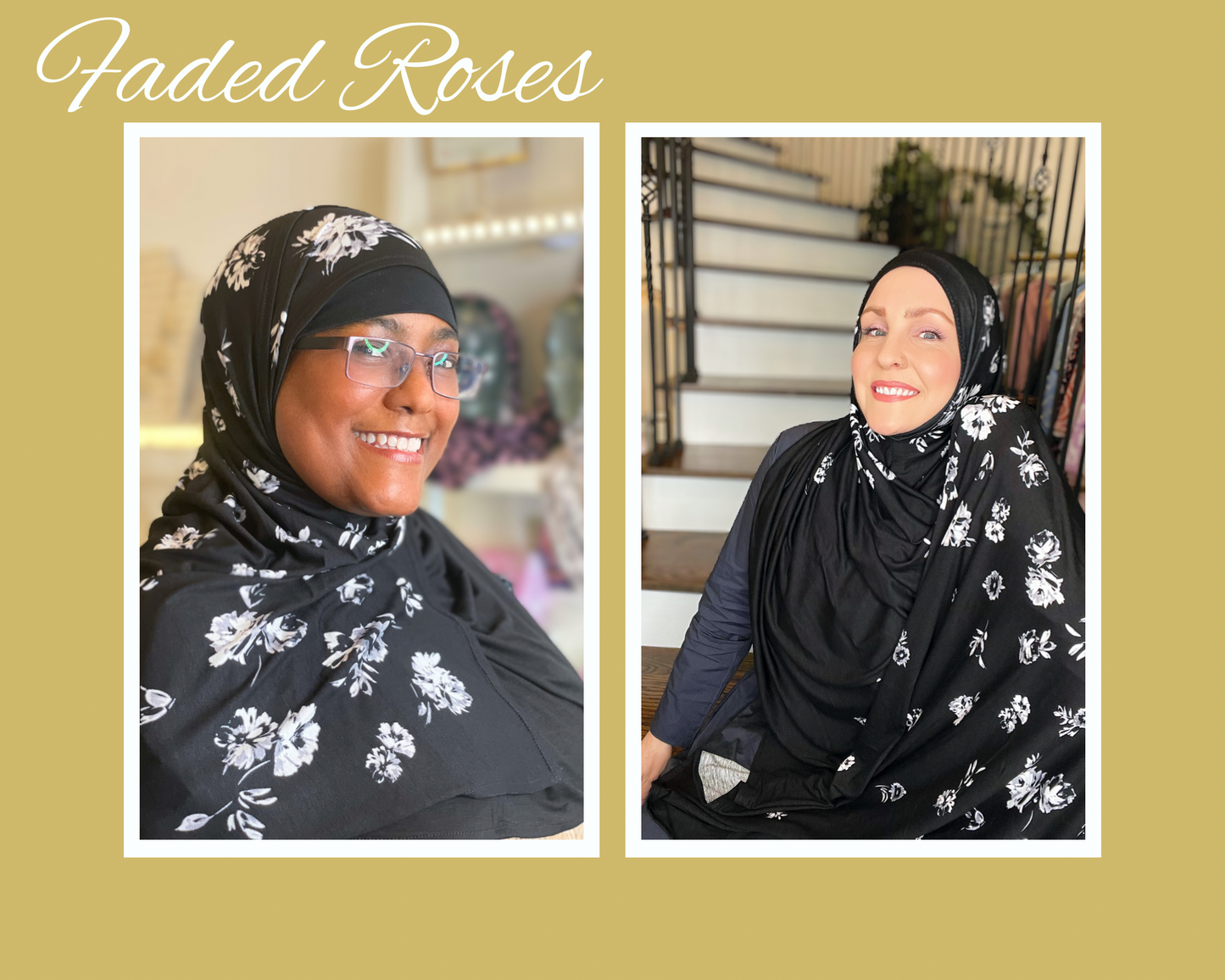 Printed Jersey Hijab: Faded Roses