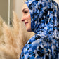 Printed Jersey Hijab: Blue Ice Jungle Cat