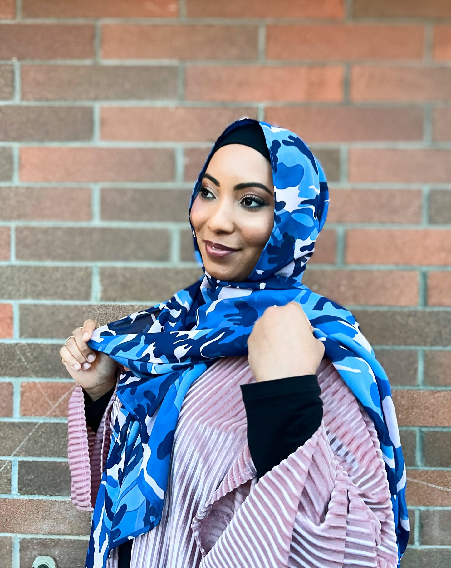 Chiffon Hijab: Blue Camo