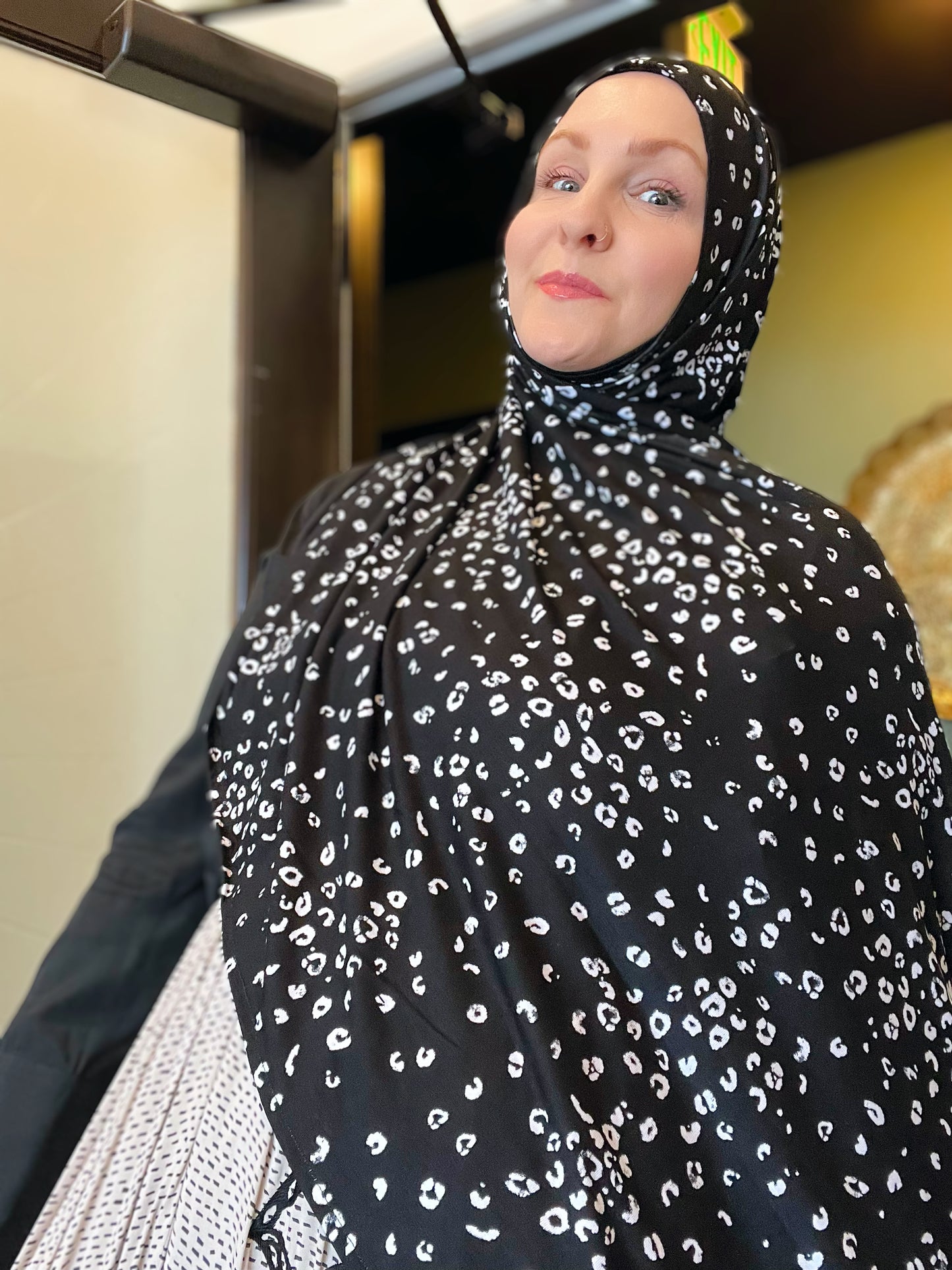 Printed Jersey Hijab: Cat Woman Meow