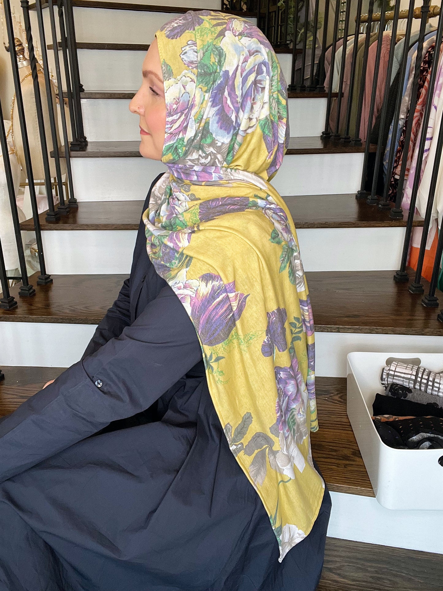 Printed Jersey Hijab: Mystical Lavender Floral