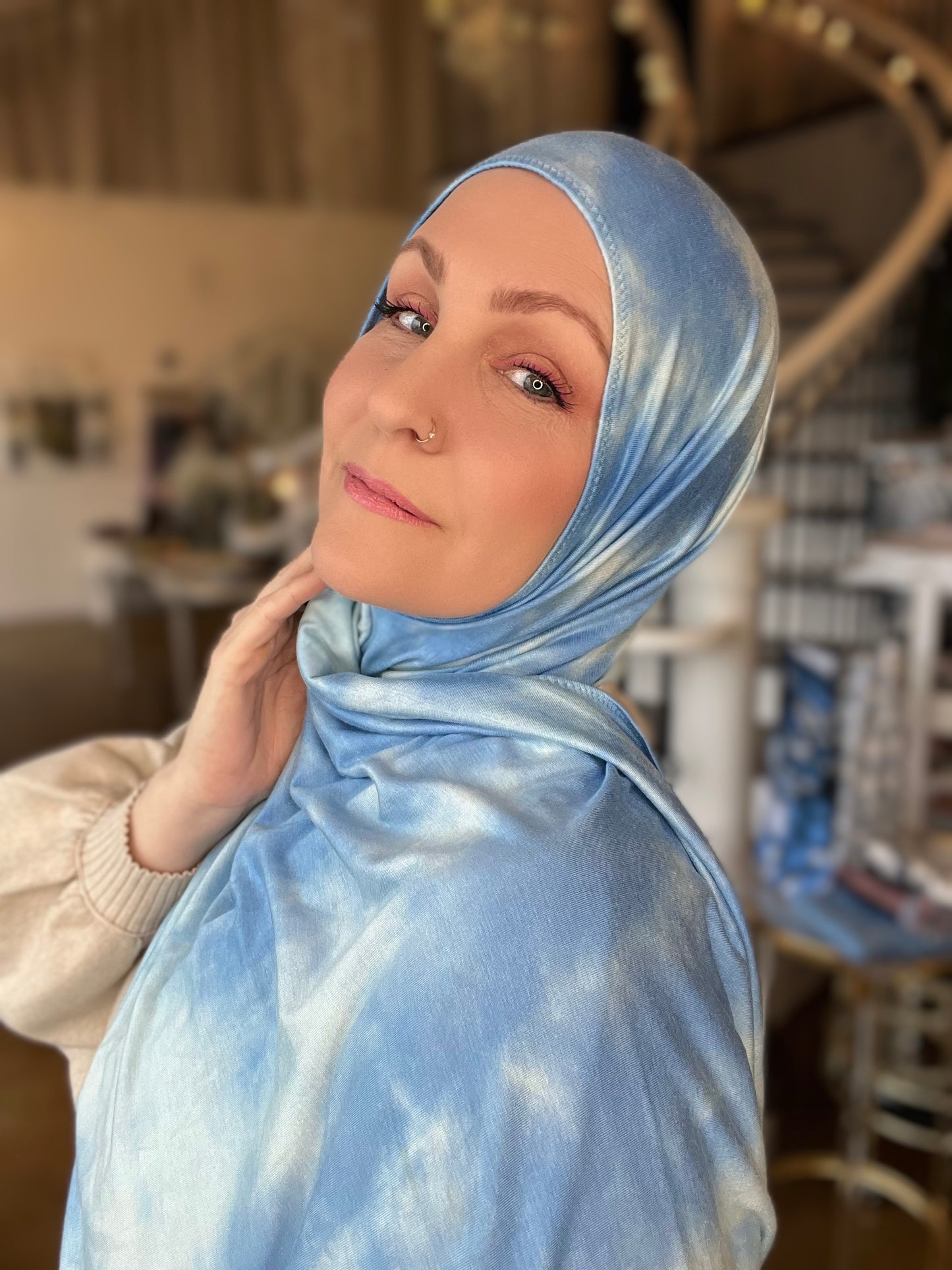 Tie Dye Jersey Hijab: Marshmallow Cloud
