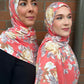 Printed Jersey Hijab: Coral Roses