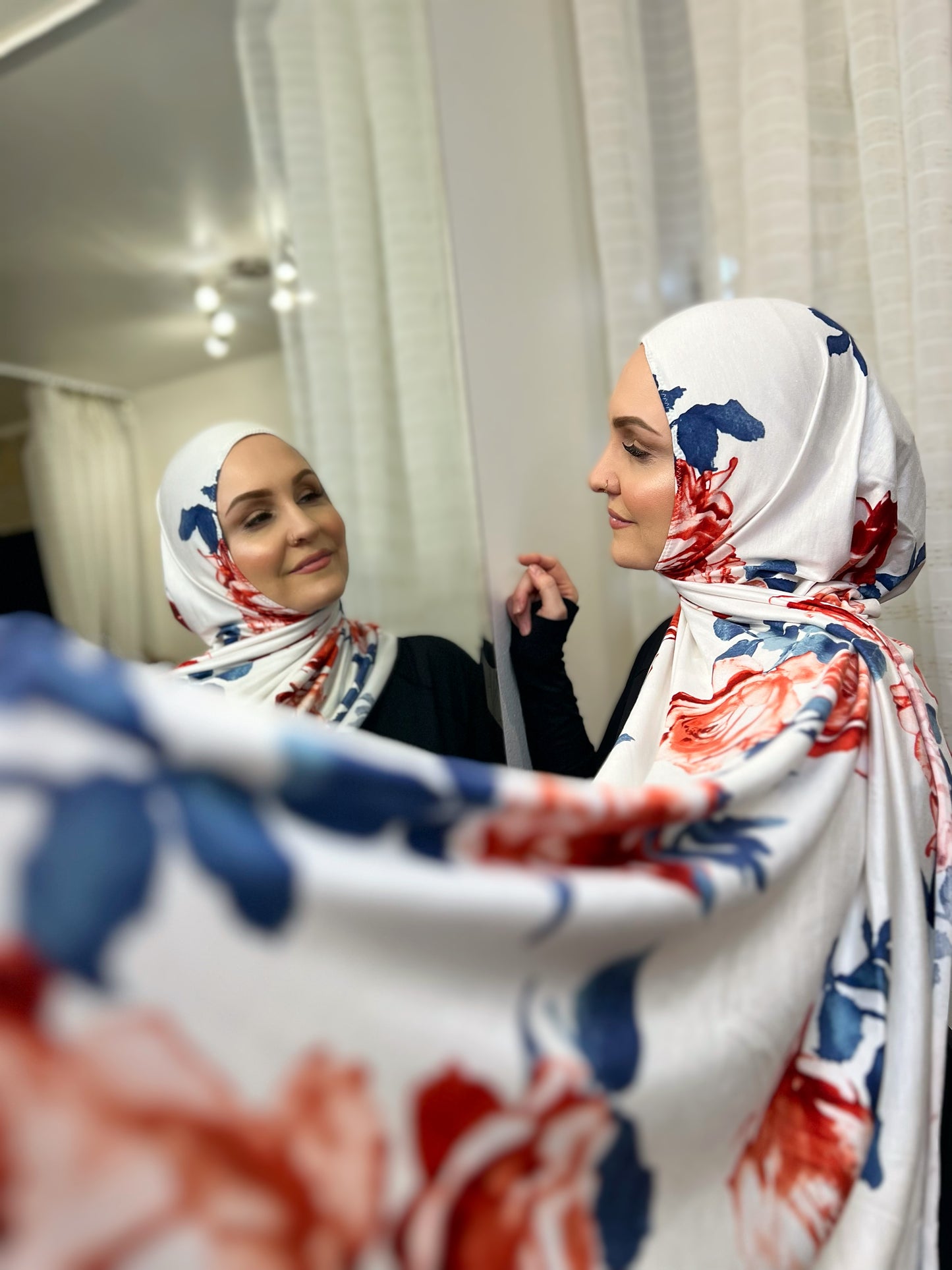 Printed Jersey Hijab: First Roses of Spring