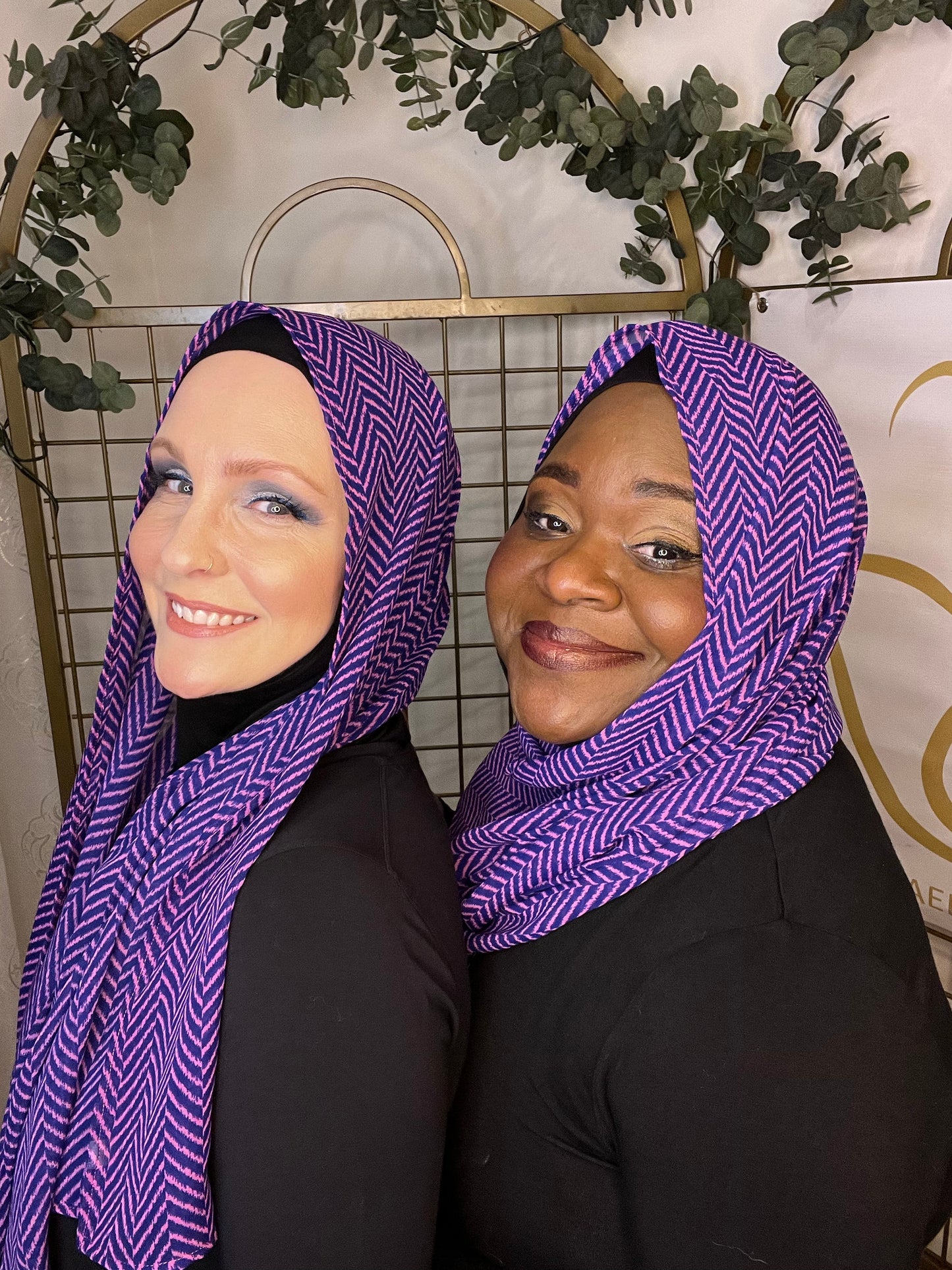 Limited Edition Chiffon Hijab: Pink & Purple Herringbone