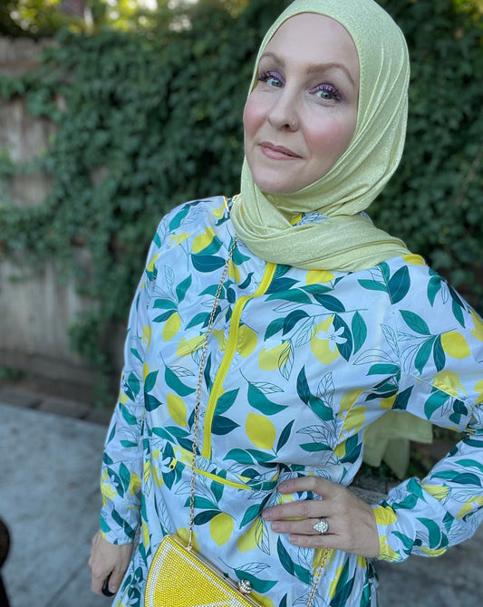 Solid Sparkle Jersey Hijab: Sparkling Lemon Lurex