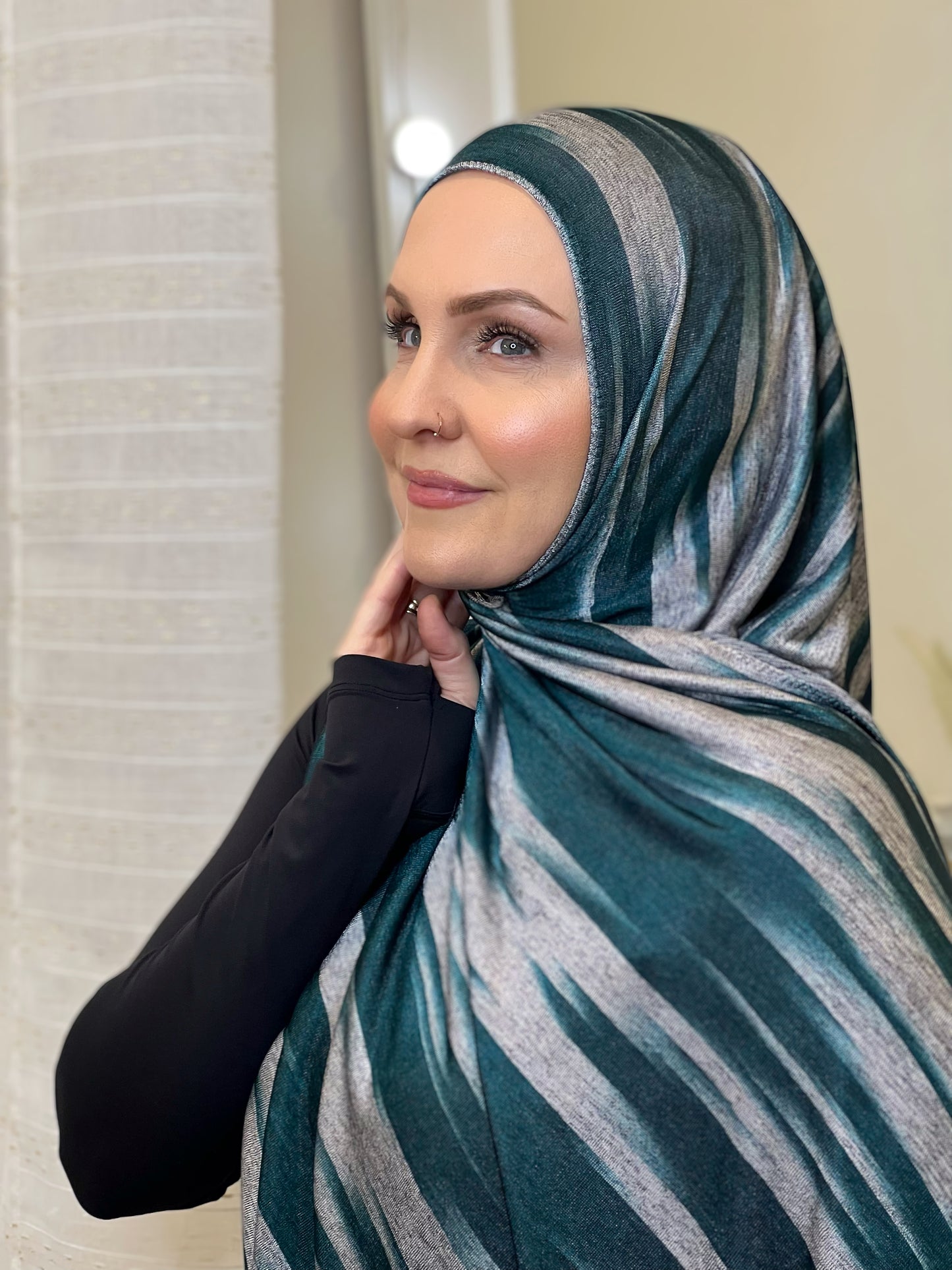 Active Lycra Jersey Hijab: Green Lightning