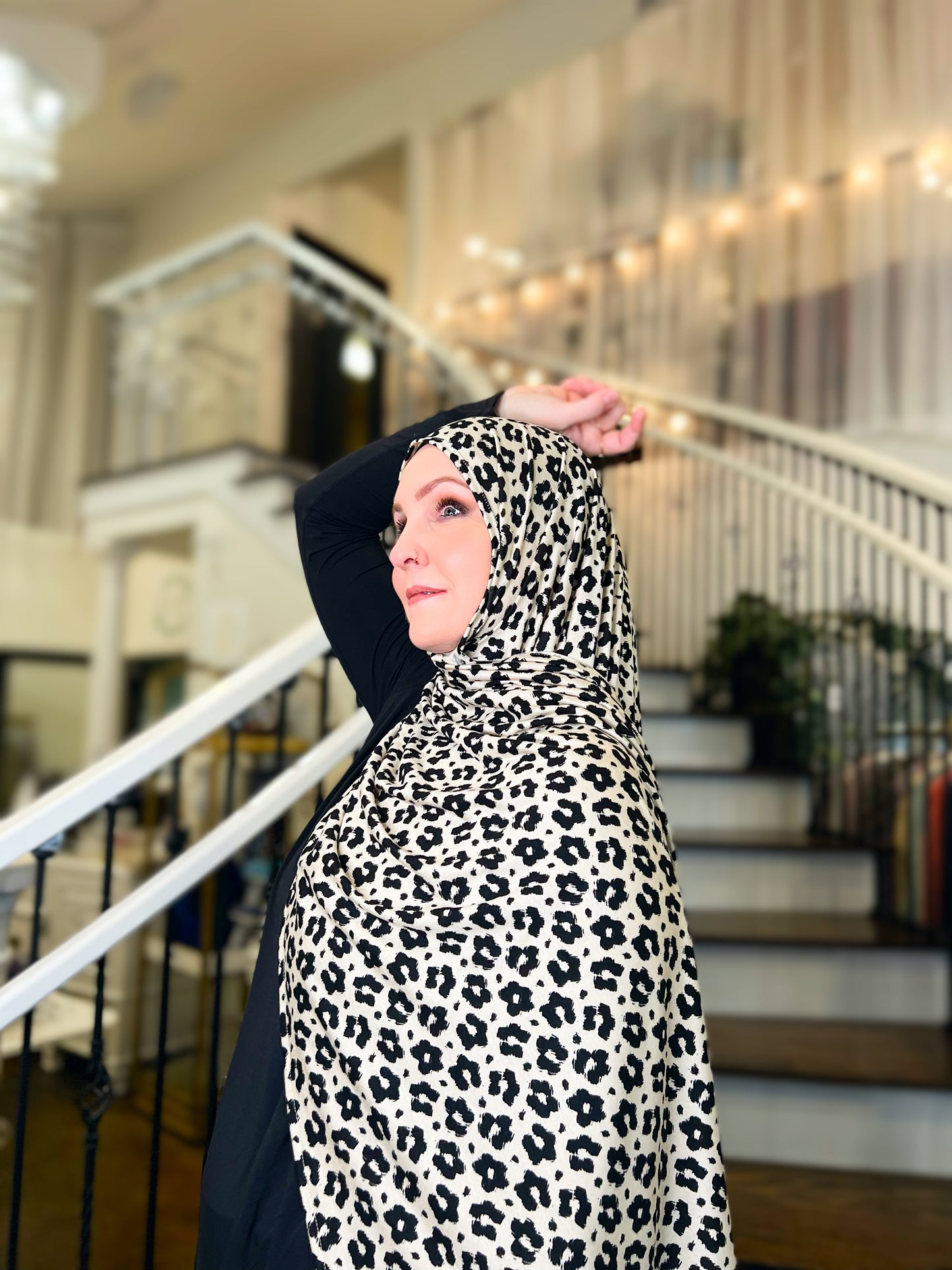 Printed Jersey Hijab: Mae's Beige Bengal