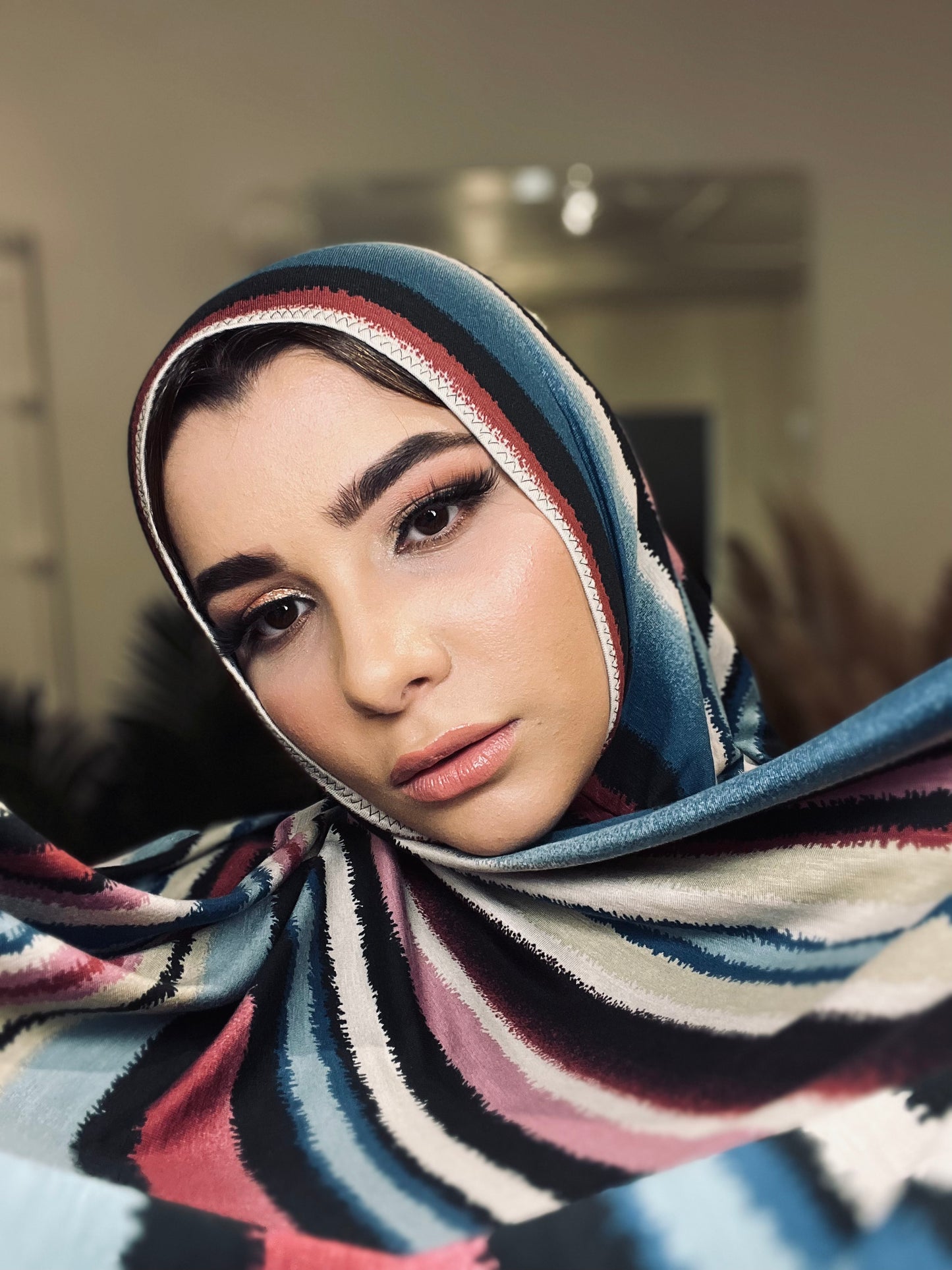 Printed Jersey Hijab: Commanding Stripes