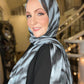 Crinkle Chiffon Hijab: Shimmer Charcoal Icy Blue