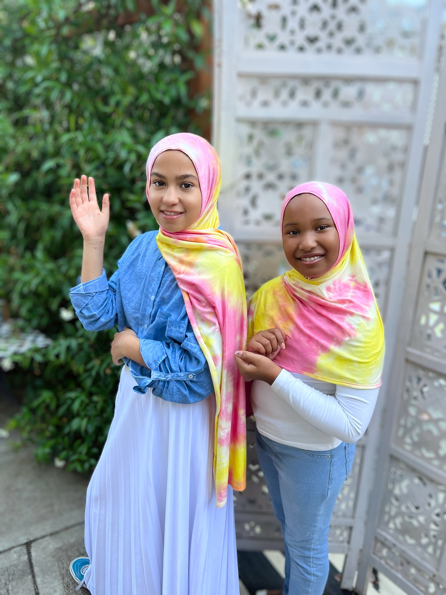 Tie Dye Jersey Hijab: Bubblegum Lemonade