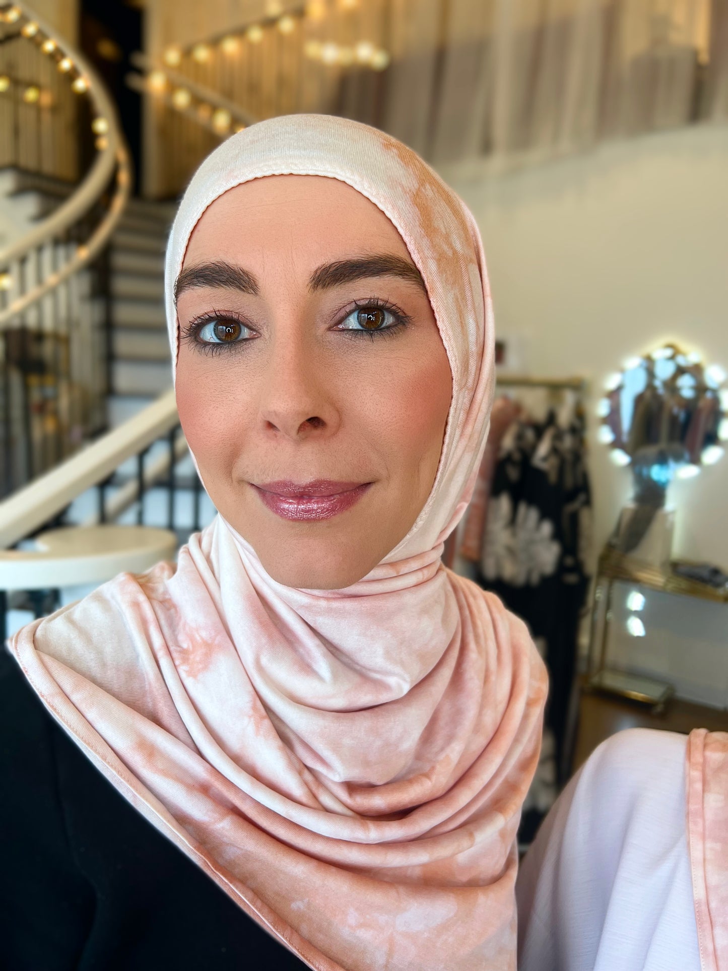 Tie Dye Jersey Hijab: Pale Pink