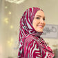 Printed Jersey Hijab: Crimson Zebra