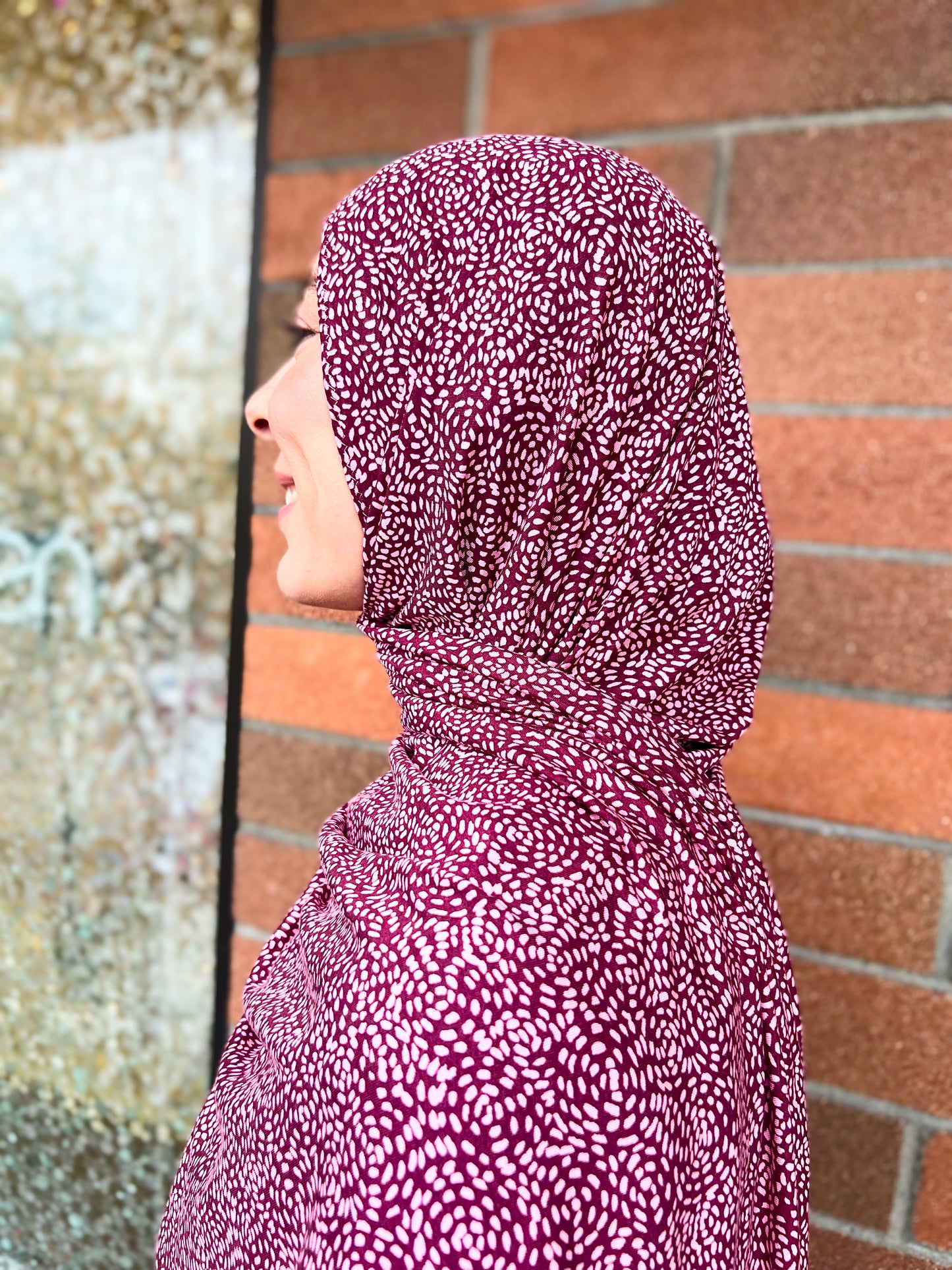 Printed Jersey Hijab: Celebration Burgundy