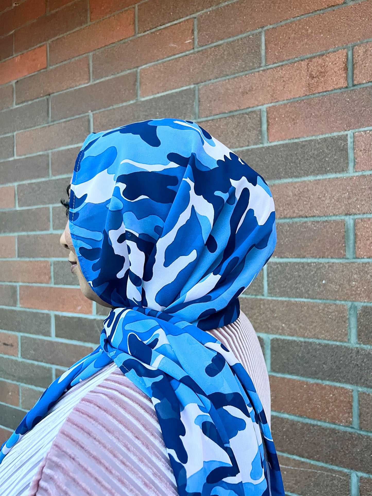 Chiffon Hijab: Blue Camo