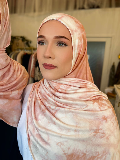 Tie Dye Jersey Hijab: Pale Pink