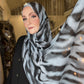 Crinkle Chiffon Hijab: Shimmer Charcoal Icy Blue