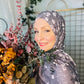 Printed Jersey Hijab: Falling Heather Grey Floral