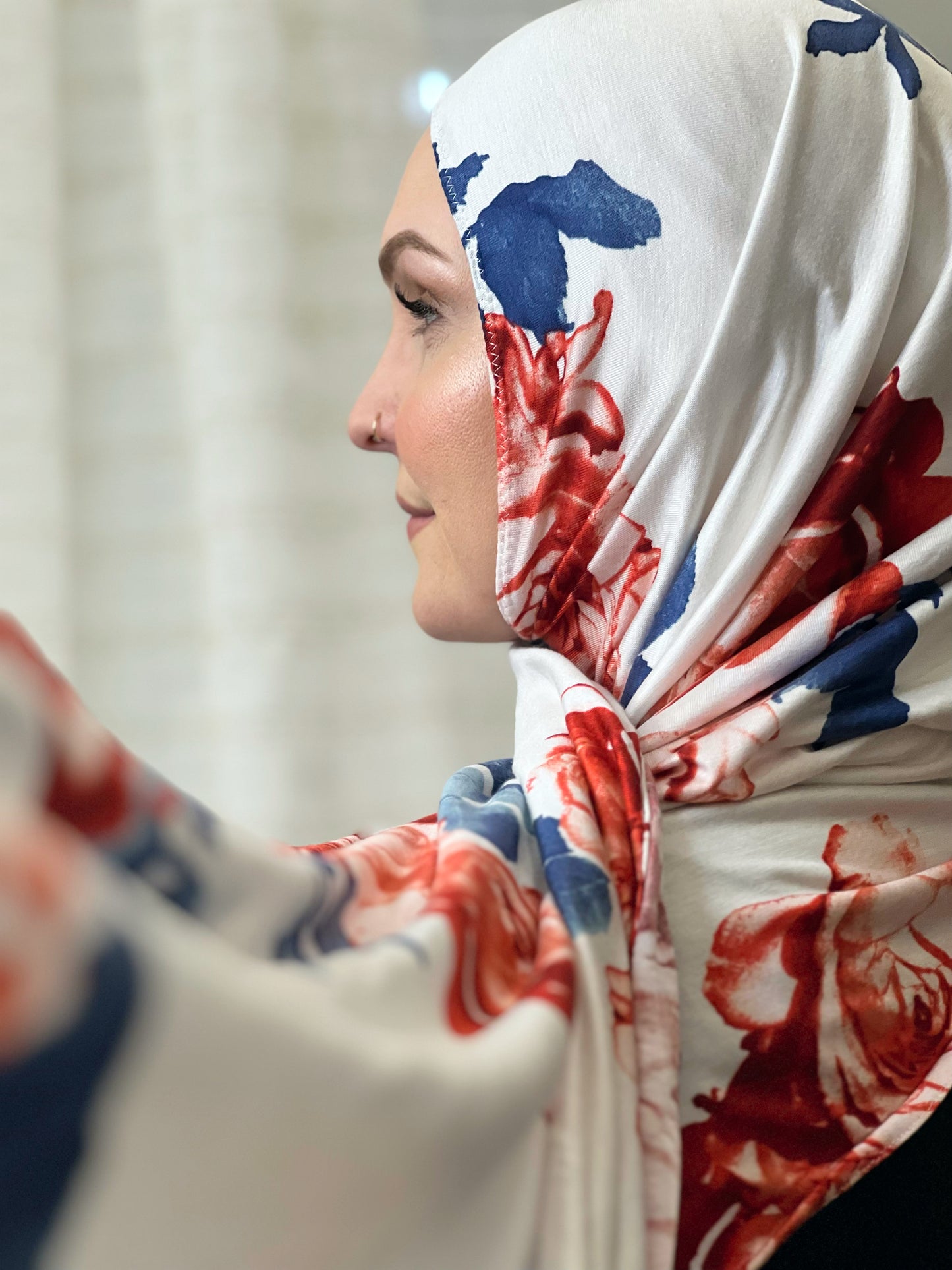 Printed Jersey Hijab: First Roses of Spring