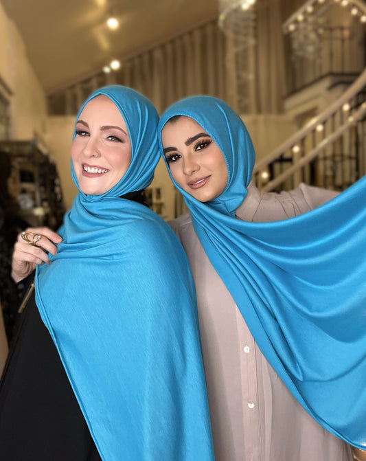 Jersey Hijab: Vivid Turquoise