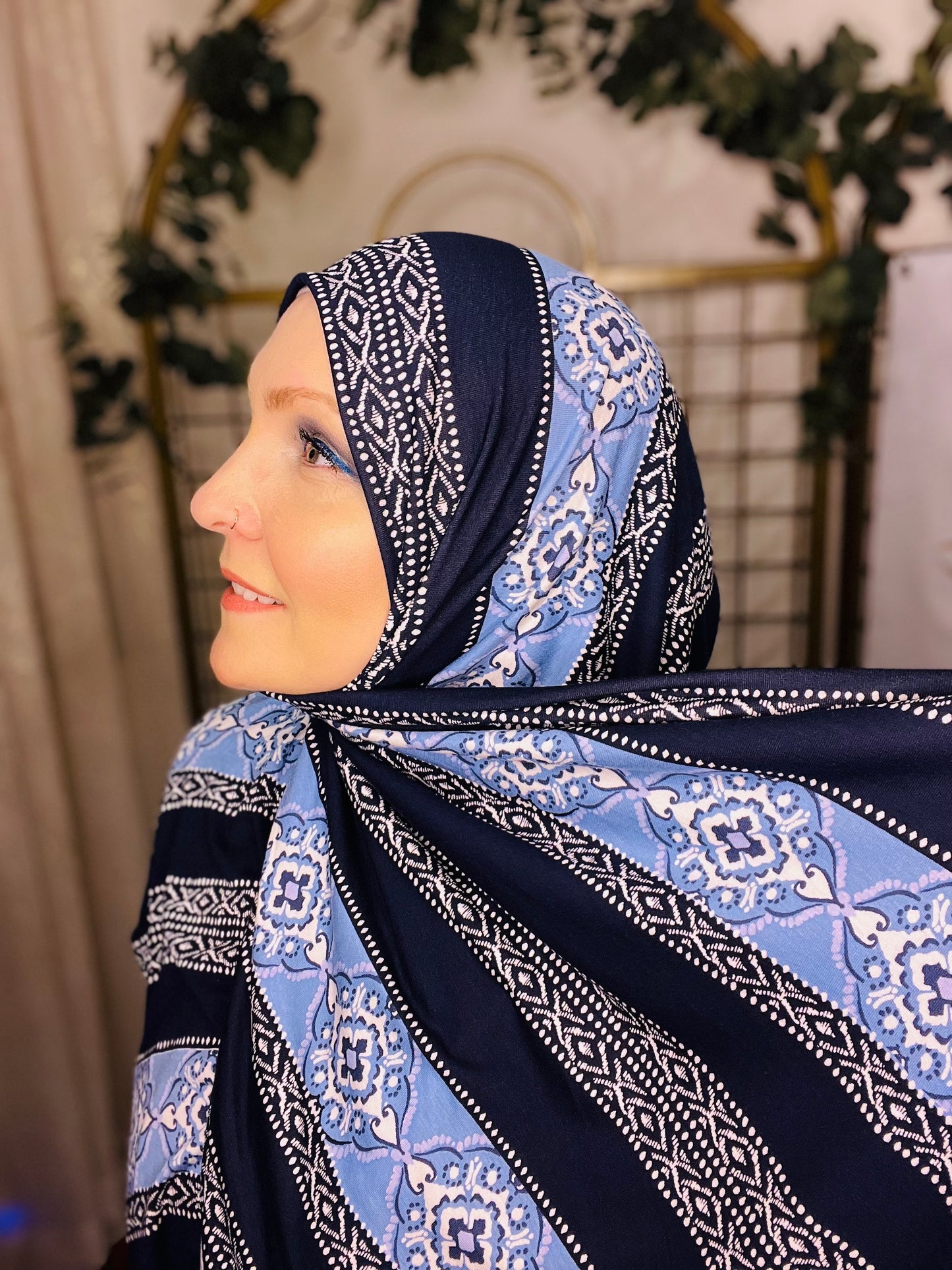 Printed Jersey Hijab: Prussian Medallions