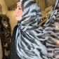 Crinkle Chiffon Hijab: Shimmer Charcoal Icy Blue