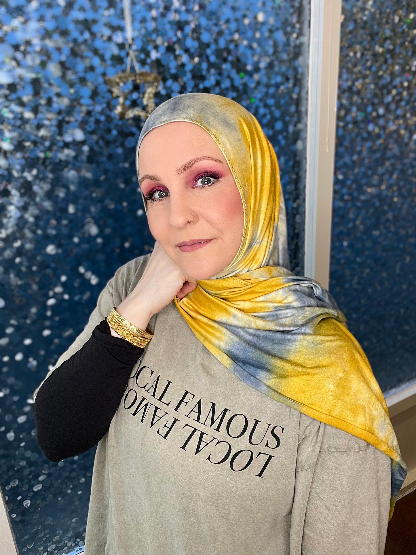 Tie Dye Jersey Hijab: Canary Blues