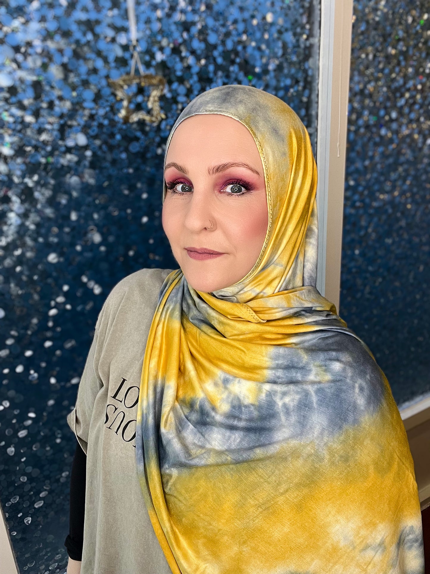 Tie Dye Jersey Hijab: Canary Blues