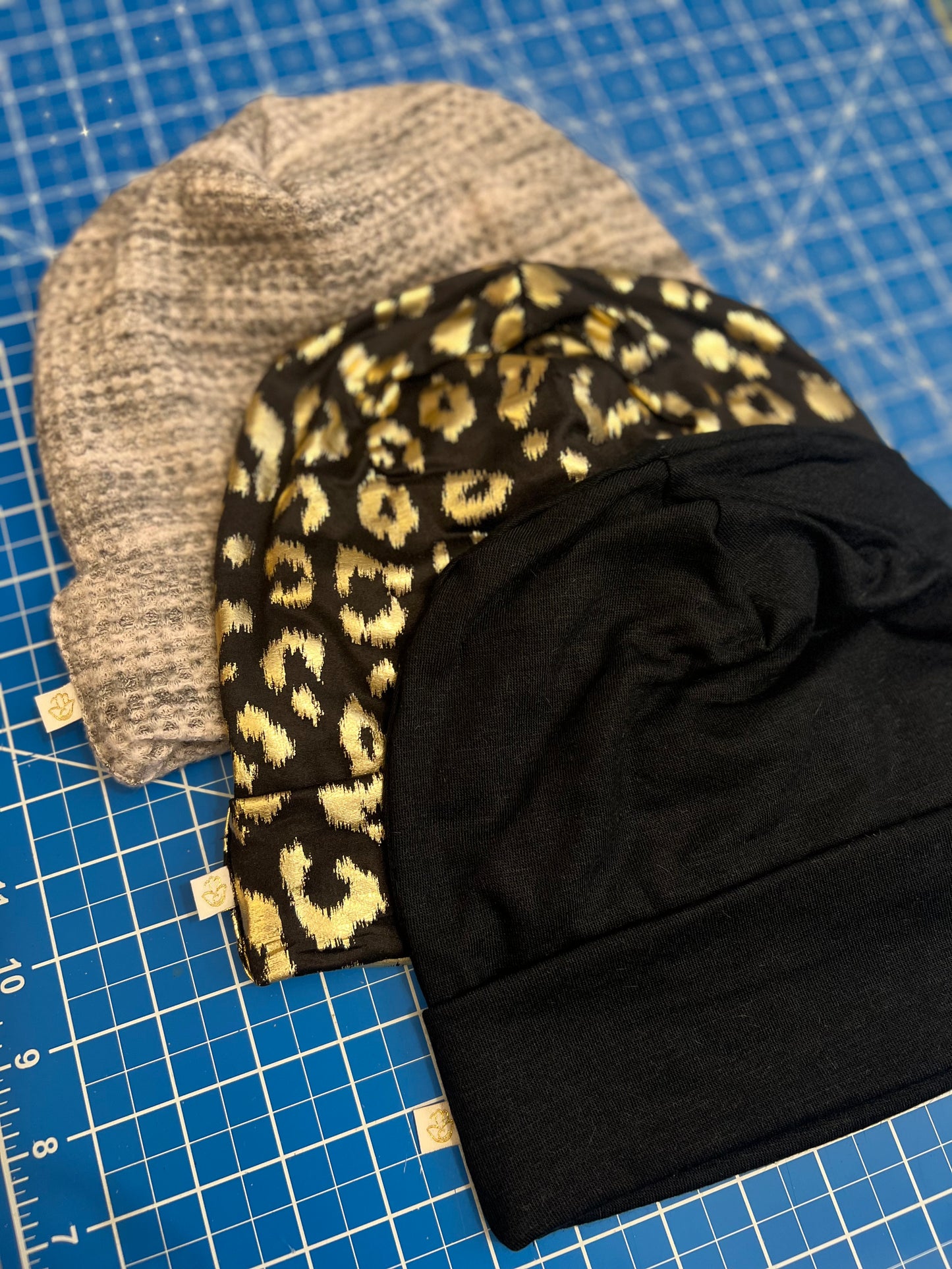 The Zahra Beanie: Gold Metallic Leopard