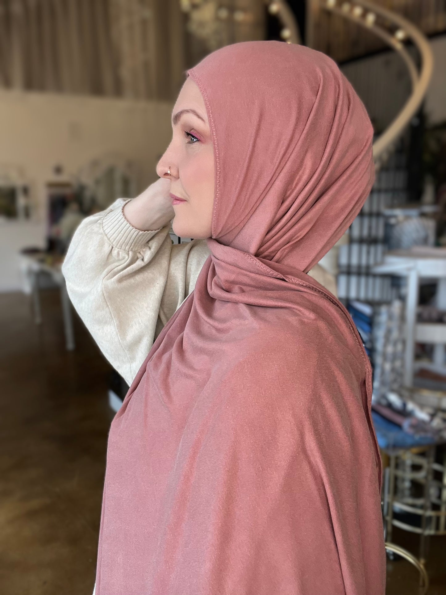 Solid Jersey Hijab: Copper Rose