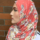 Printed Jersey Hijab: Coral Roses