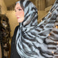 Crinkle Chiffon Hijab: Shimmer Charcoal Icy Blue