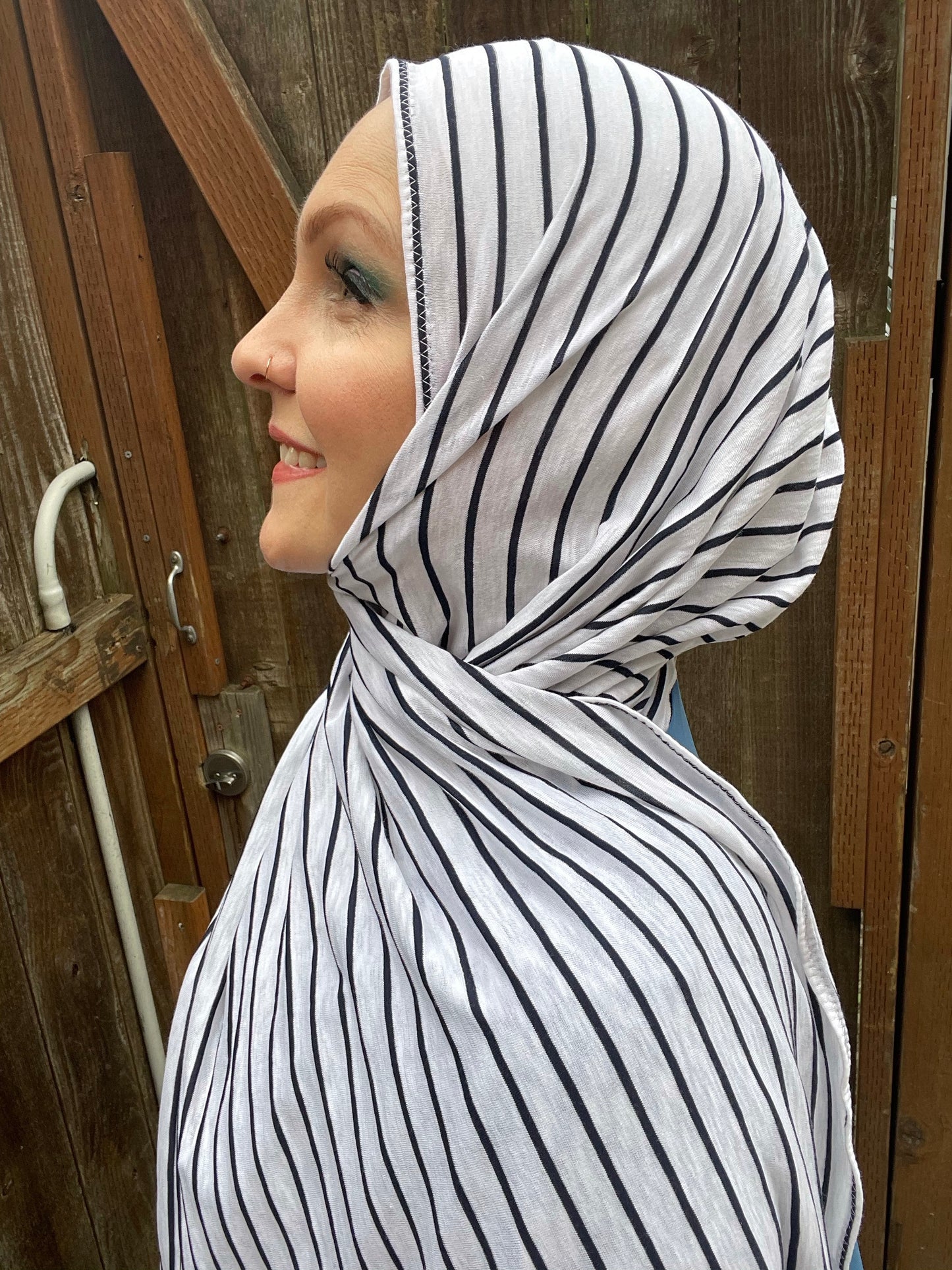 Tissue Jersey Hijab: Nautical Stripes Too (extra long)