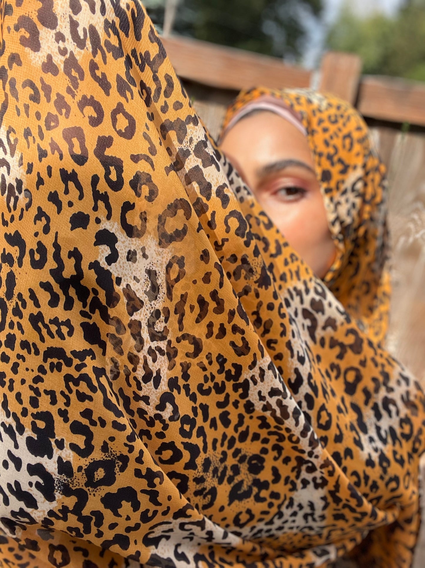 Chiffon Hijab: Flirtatious Feline (Extra Wide)