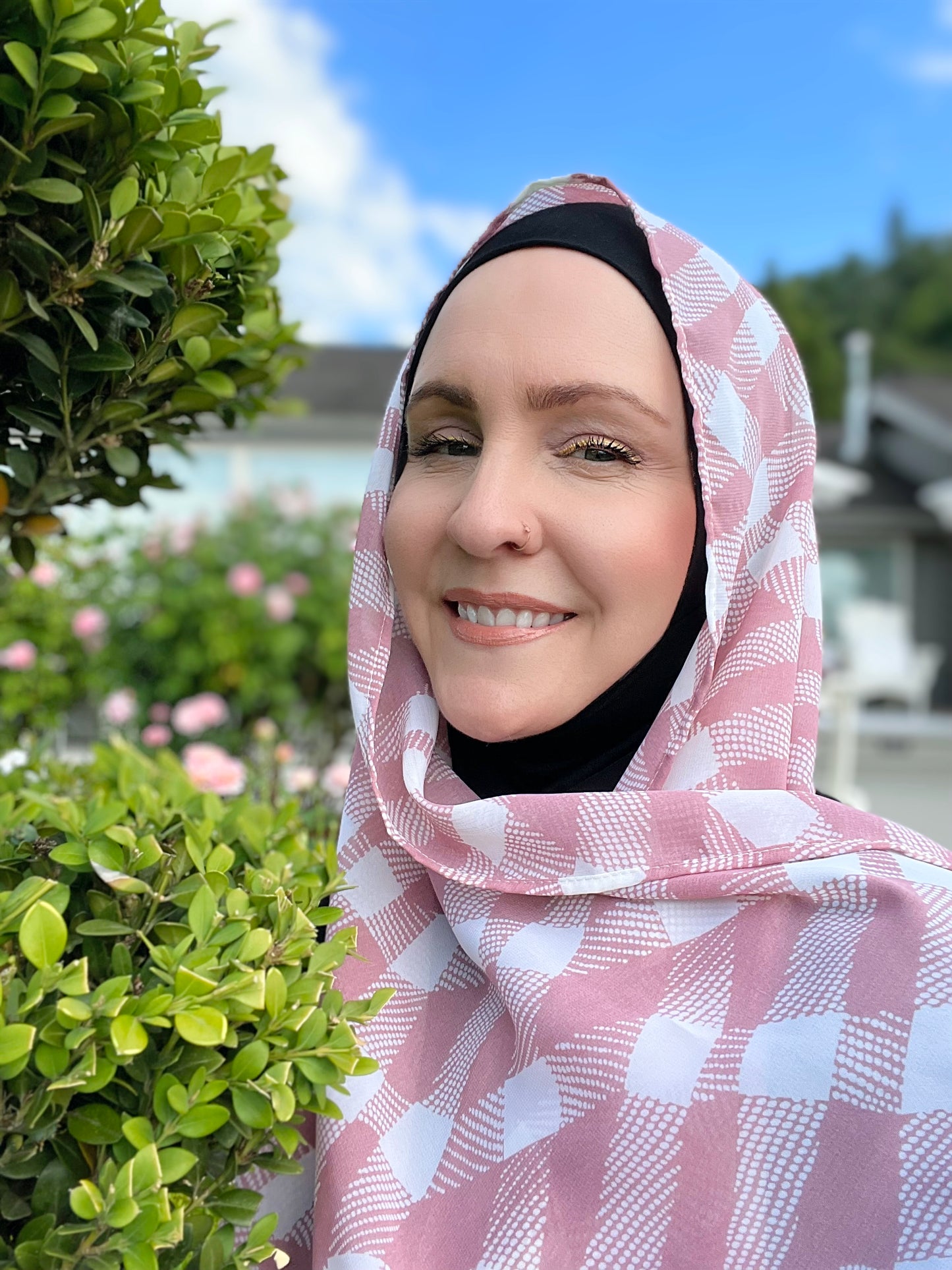 Chiffon Hijab: Blushed Checkers