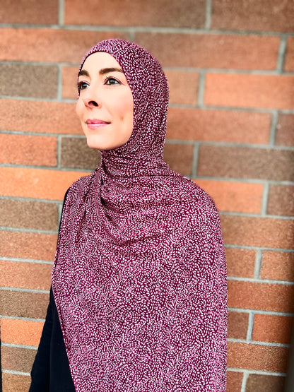 Printed Jersey Hijab: Celebration Burgundy