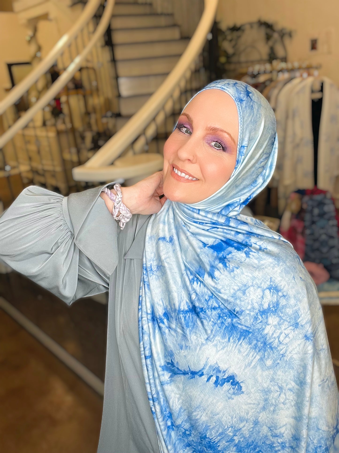 Tie Dye Jersey Hijab: Head in The Clouds