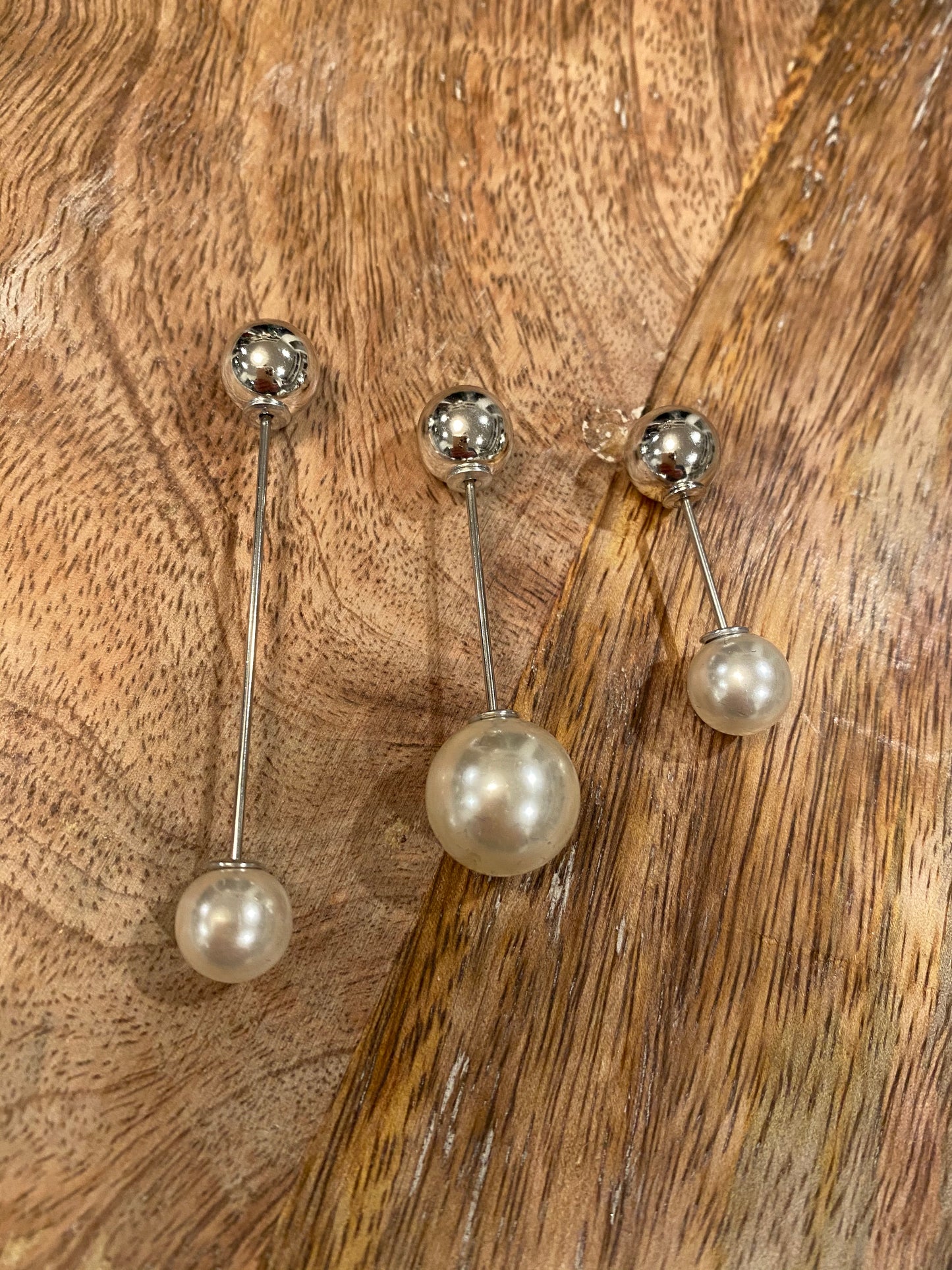 Silver & Pearl Barbell Pin Set